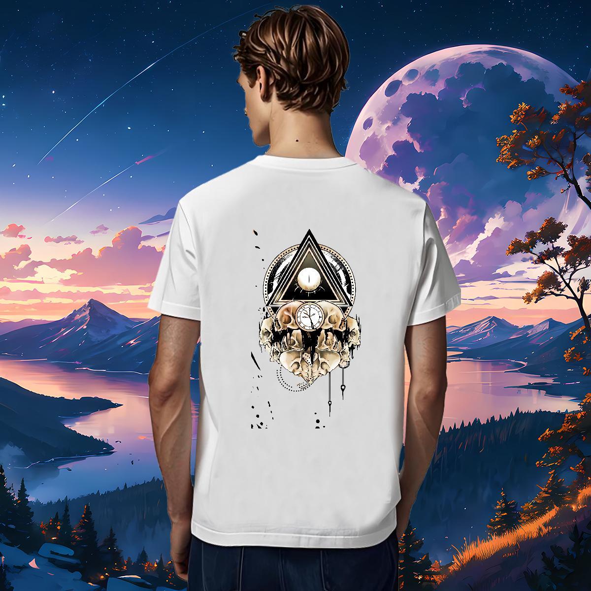 Fashion T-Shirts for Men eye of the devil Tees 230g Pure Cotton Street wear Hip Hop Loose Custom Big Size Breathable Short Sleeve Men Tops Tees