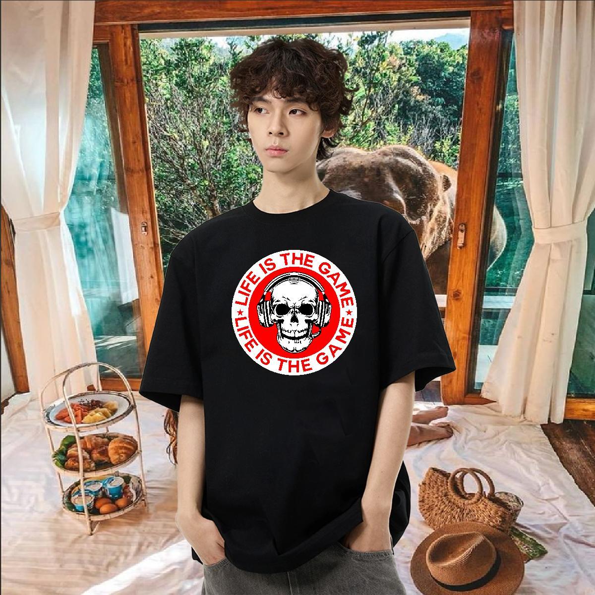 Wholesale T Shirt For Man skull Tops Tees 100% Cotton 230g Sport Loose Fit Custom Big Size Breathable Short Sleeve Men Clothes T-Shirt