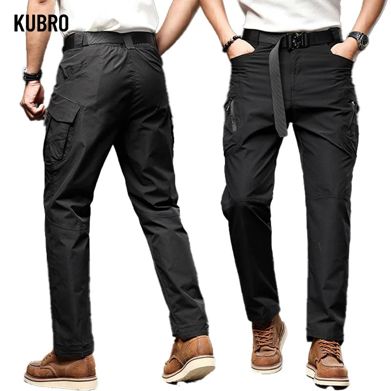 KUBRO American Outdoor Camping Tactical Trousers Autumn Fashion Mens Clothing Casual Versatile Multi Pocket Straight Cargo Pants 240806