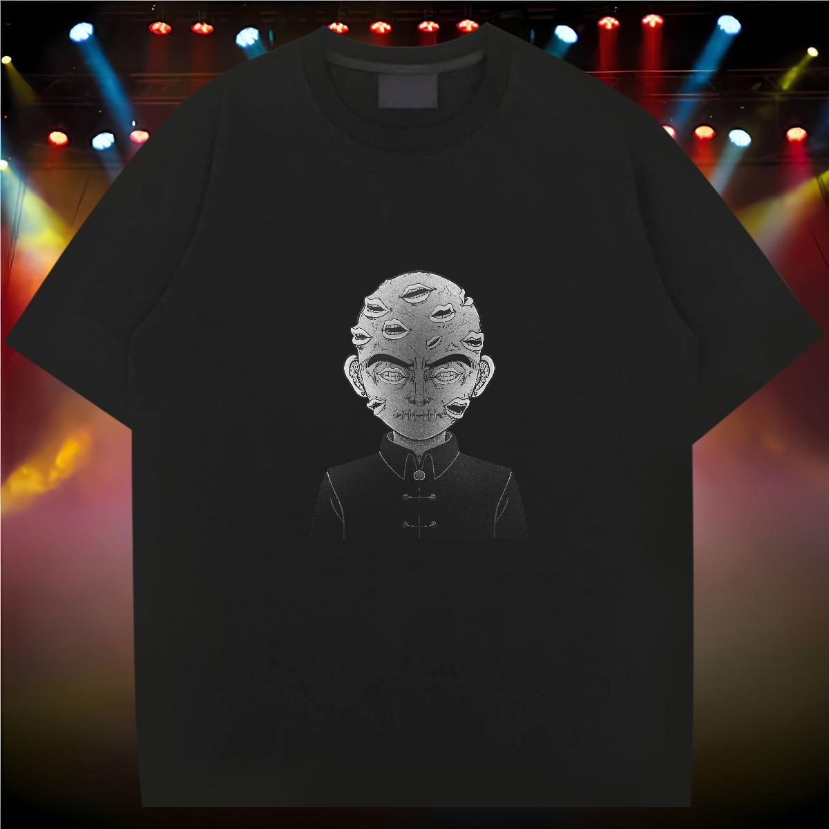 Factory Direct T Shirts Men portrait Tees 230g Cotton Street wear Hip Hop Wholesale Skull Short Sleeve O-Neck Men Tshirts