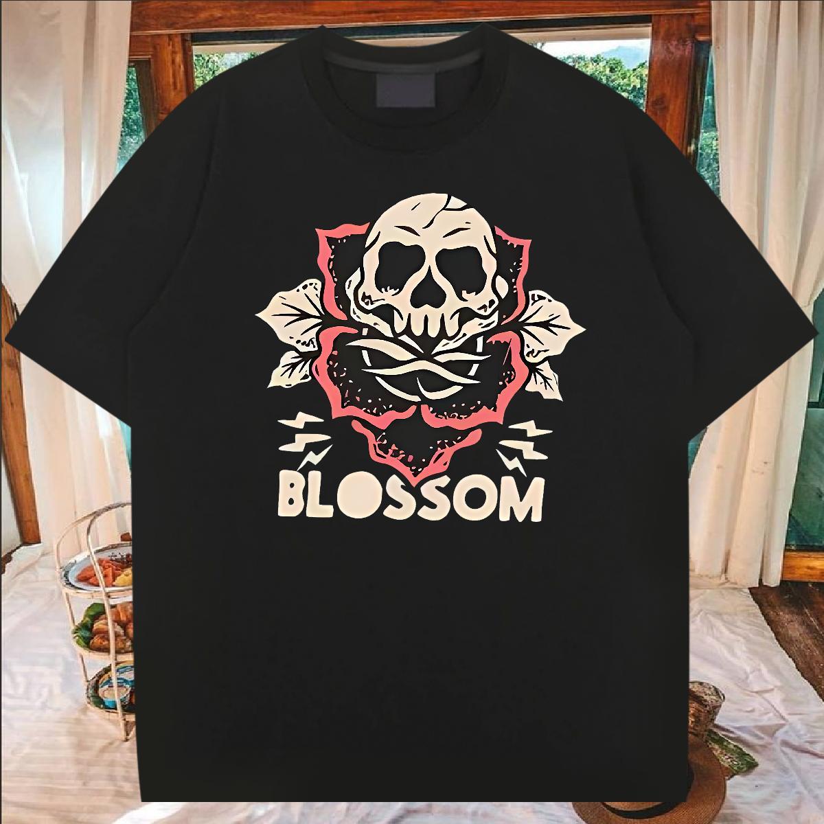 Designer Fashion T Shirt For Man skull Top Tees 230g Pure Cotton Casual Popular Anime Print Breathable Tshirt for Man Woman