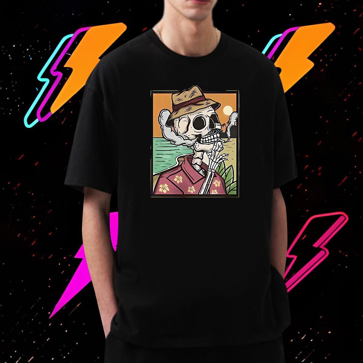 Customized T-Shirts skull Tops Tees 230g Pure Cotton Casual Daily Wear Wholesale DIY Logo Oversized Breathable Short Sleeve Men Tees