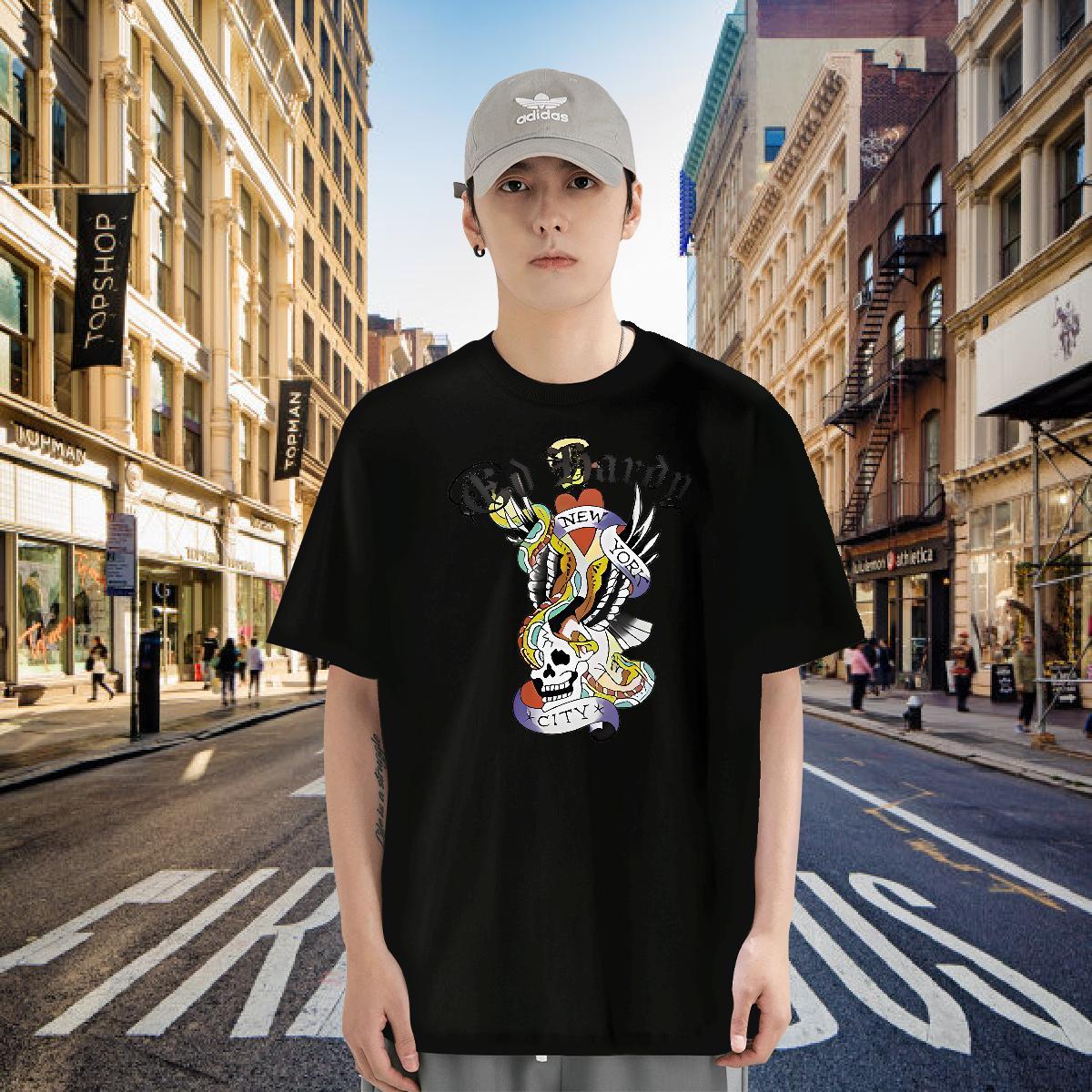 Customized T Shirt For Man skull Tops Tees 230g 100% Cotton Hip Hop Street High Quality Oversized 3XL 4XL Crew Neck Breathable Couples T Shirts
