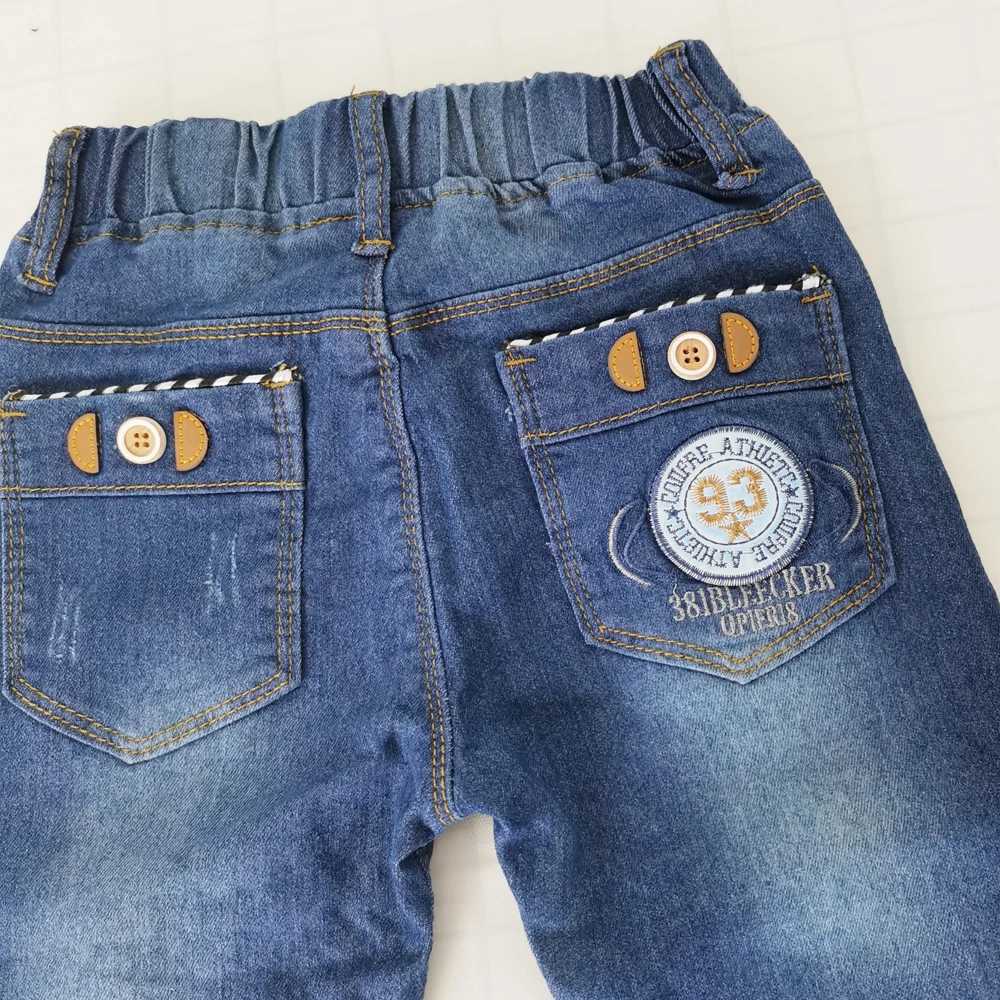 Jeans Kids Slim Jeans Teens Boy Casual Trousers Child Elastic Waist Pants 4-11 Years Fashion Solid Color Straight Denim Pants