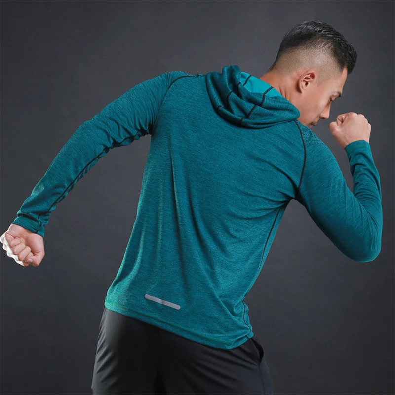 Mens summer running fitness hoodie casual quick drying sweatshirt solid zipper shirt with hood outdoor mens 240806