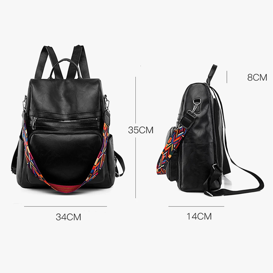 Womens PU leather backpack antitheft Rucksack large capacity womens school bag teenage girls travel Knapsack shoulder 240807