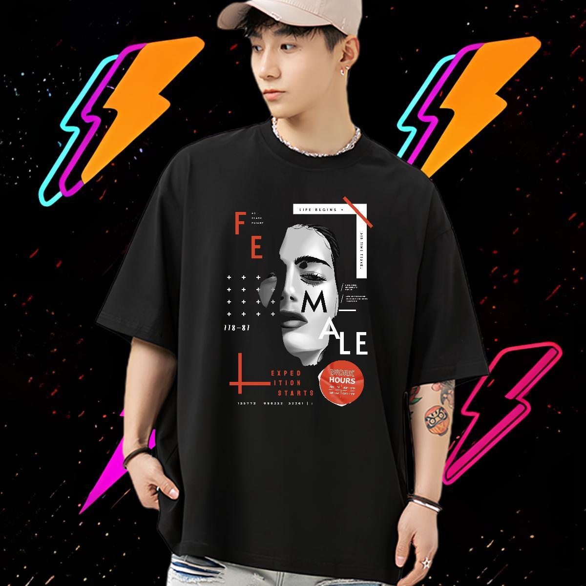 Customized T Shirts Men letter Tshirts 100% Cotton 230g Hip Hop Brand Plus Size Custom Breathable Short Sleeve Men Tshirts