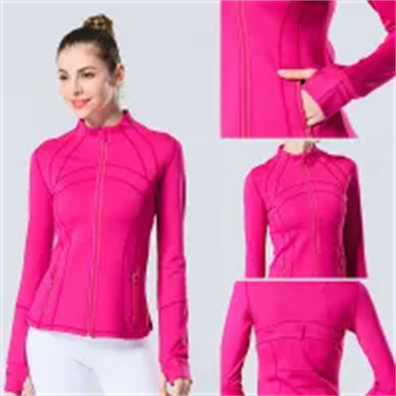 2024 Yoga Jacket Women Define Workout Sport Coat Fiess Sports Quick Dry Activewear Top Solid Zip Up Sweatshirt Sportwear jump girl close skin take ove