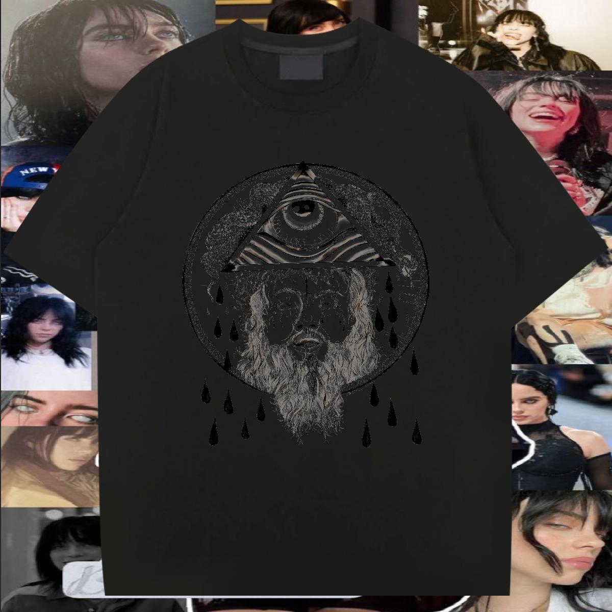 Stylist Men T Shirts eye of the devil Tops Tees 100% Cotton 230g Anime Printing Street Designer Black Oversized Breathable Crew Neck Men Tees