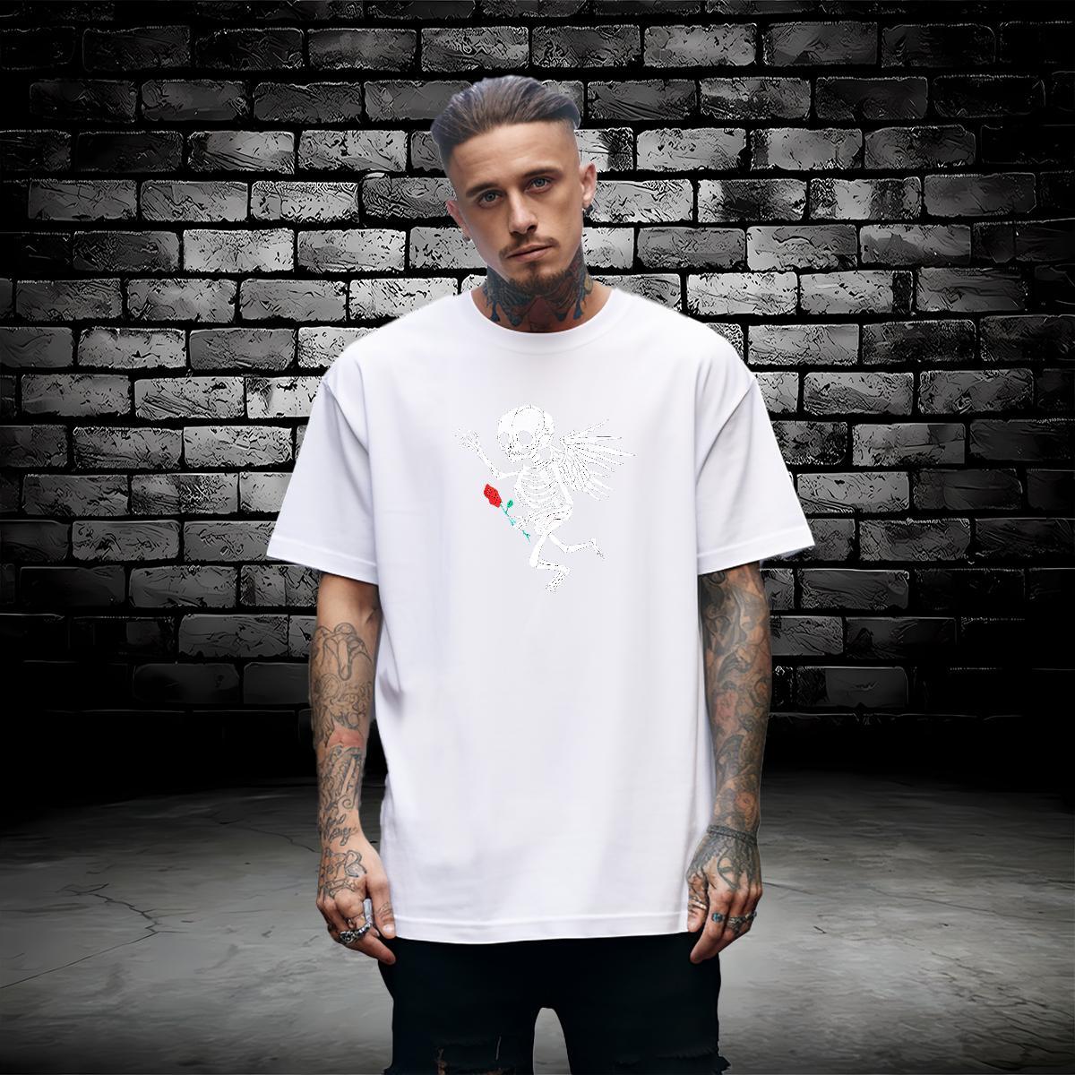 New Designer T-Shirts skull Wear 100% Cotton 230g Beach Cool Design Asian Size O-Neck Short Sleeve Couples T Shirts