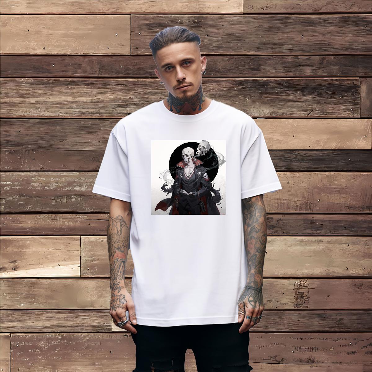 Fashion T shirt skull Wear 230g Cotton Outdoor Soft DIY Breathable Short Sleeve Tshirt for Man Woman