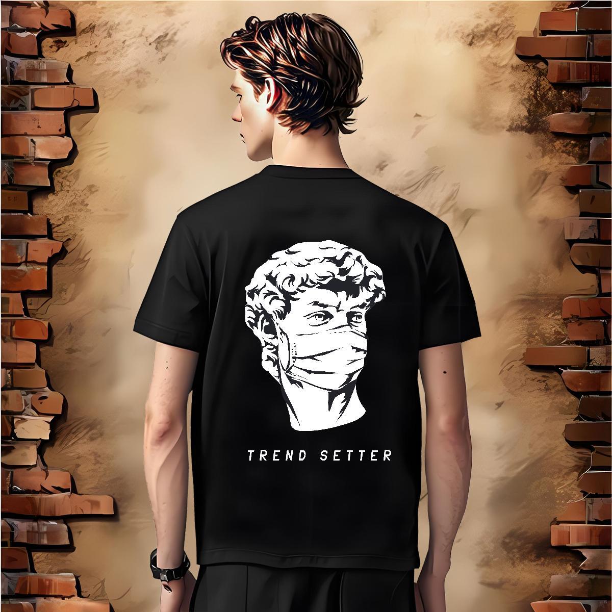 2024 Summer T-Shirts for Men portrait Wear 100% Cotton 230g Spring Summer Soft DIY Anime Breathable Crew Neck Mens Tshirts