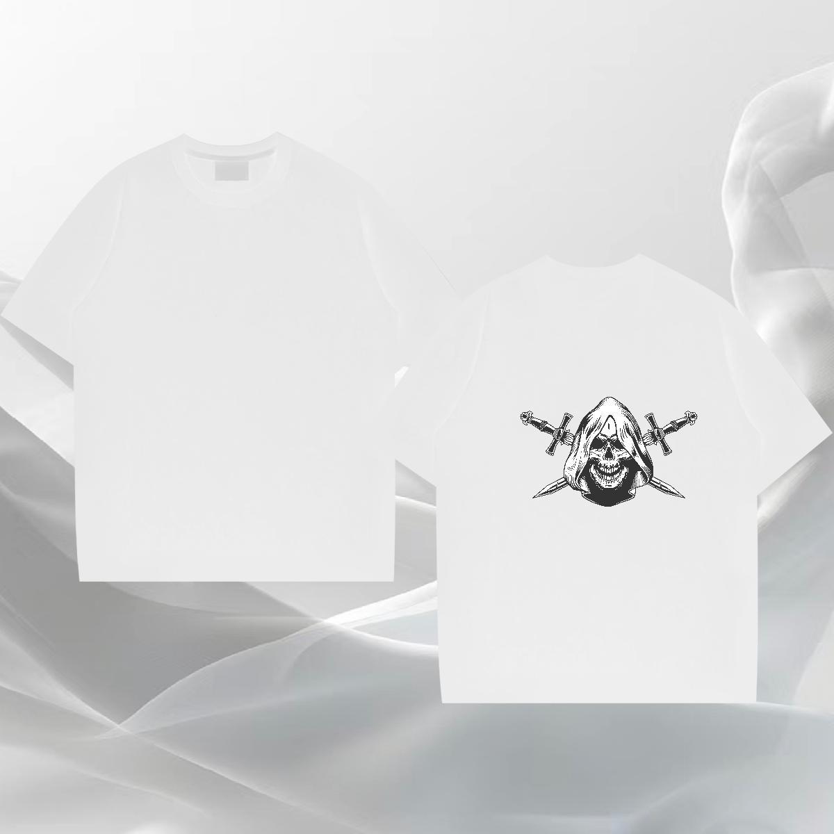 Designer T-Shirts for Men skull Tops 230g Cotton Casual Daily Wear Popular DIY Anime Breathable Men Tees