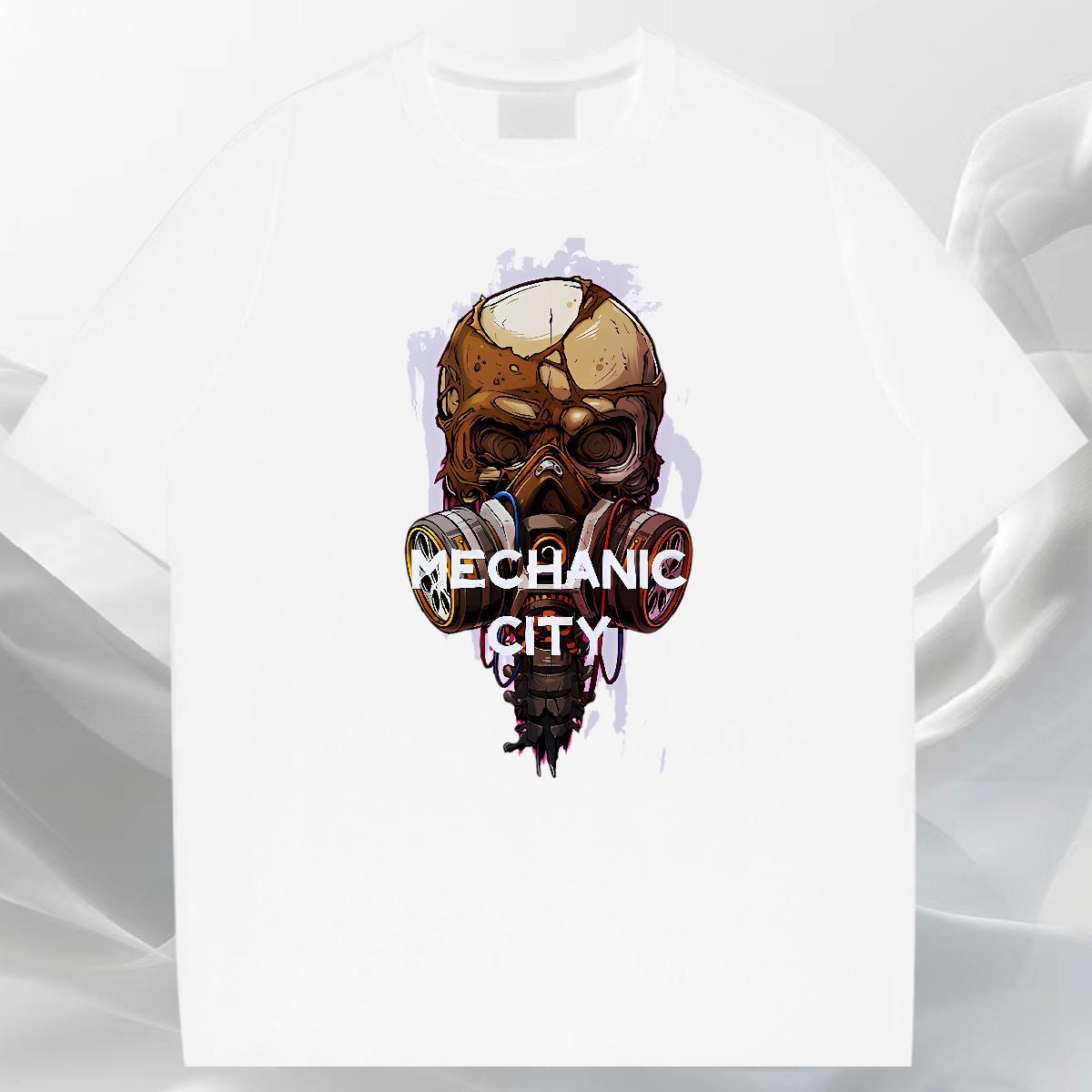 Free Shipping Men T Shirts skull Top Tees 230g Pure Cotton Anime Printing Street Comfortable Oversized 4XL Breathable Short Sleeve Men Tops Tees