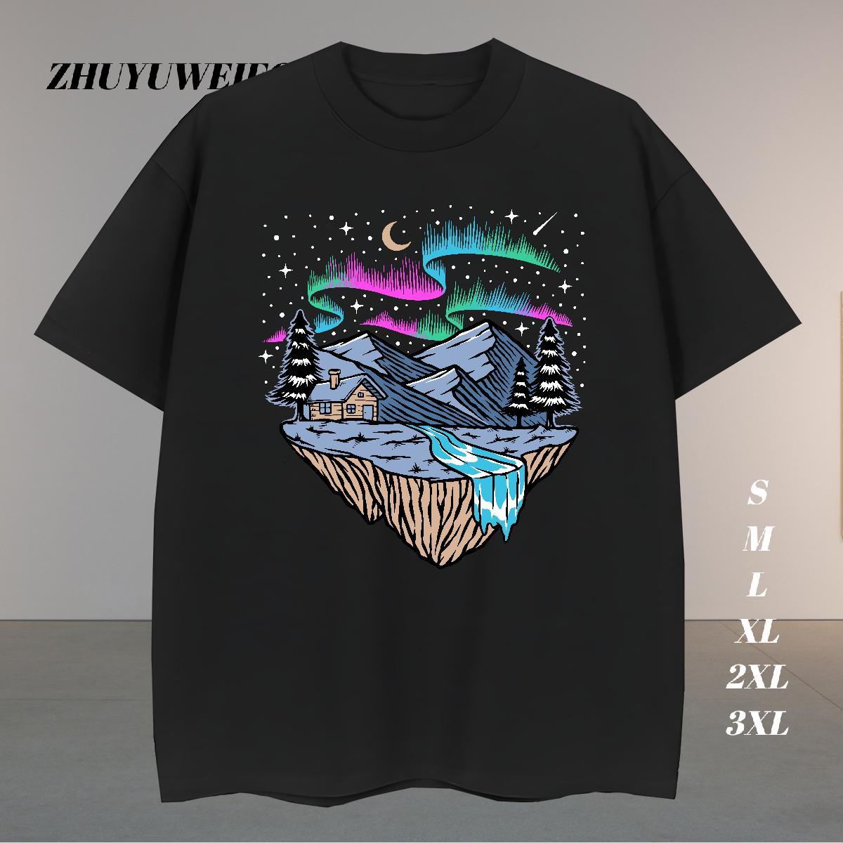 Fashion Designer T Shirt For Man mountains Tops Shirt 100% Cotton 230g Street Wear Soft Black White Breathable Short Sleeve Tshirts