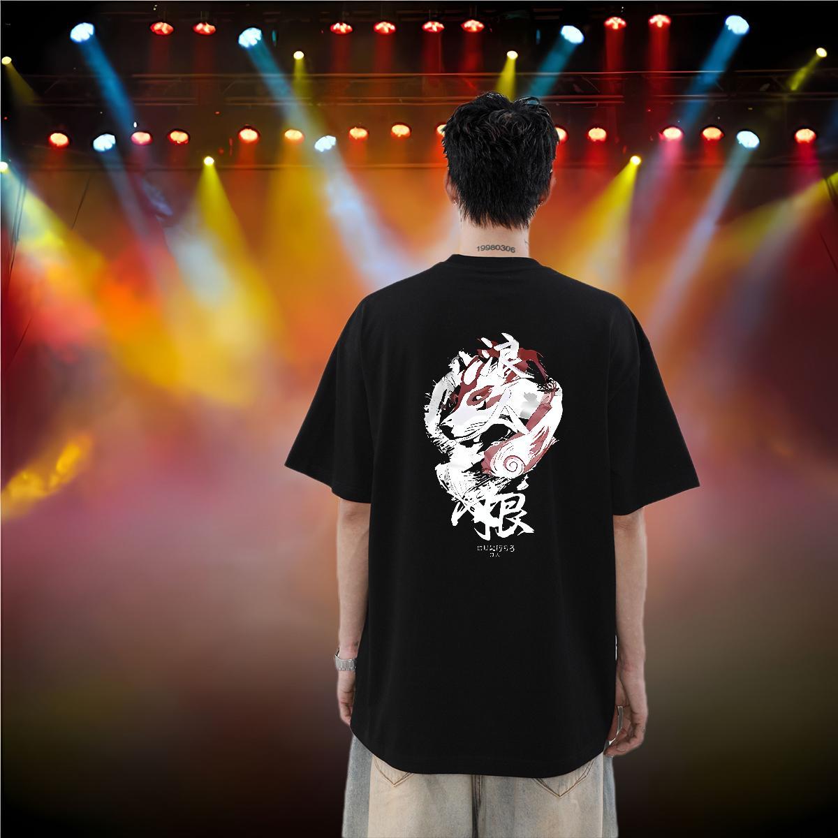 Classic Casual Men T Shirts Line Dragon Wear 230g 100% Cotton Sports Casual Designer Cartoon Printing L-4XL Breathable Crew Neck Men Tops Tees
