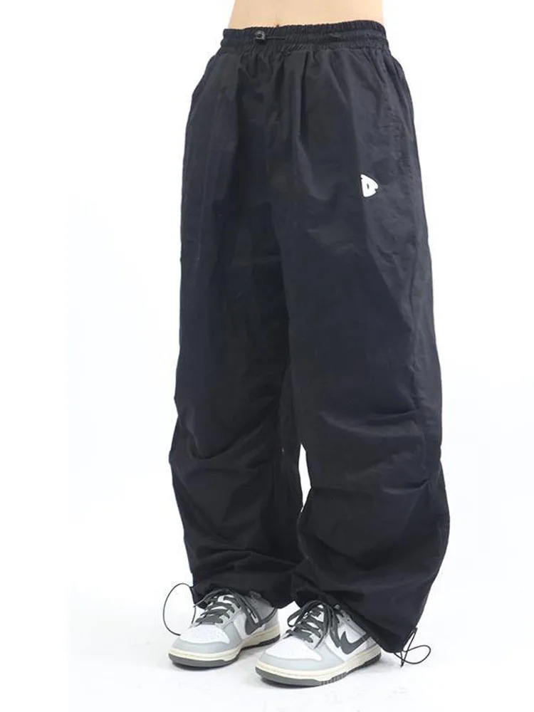 HOUZHOU Oversized Cargo Parachute Pants Women Japanese Style Gorpcore Wide Leg Joggers Hippie Baggy Vintage Sweatpants Trousers 240807