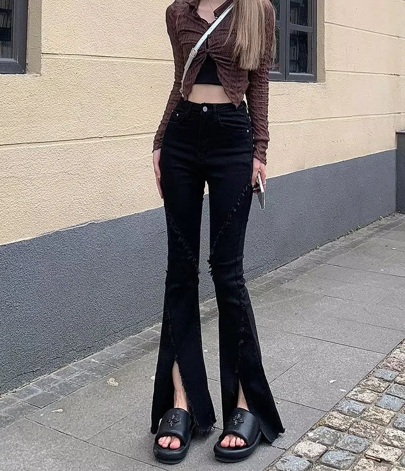 Trendy Simple Deep Color Jeans Long Pants Versatile Natural Waist Zipper Lazy Girl Micro Skirt Harajuku Spring Autumn 240807