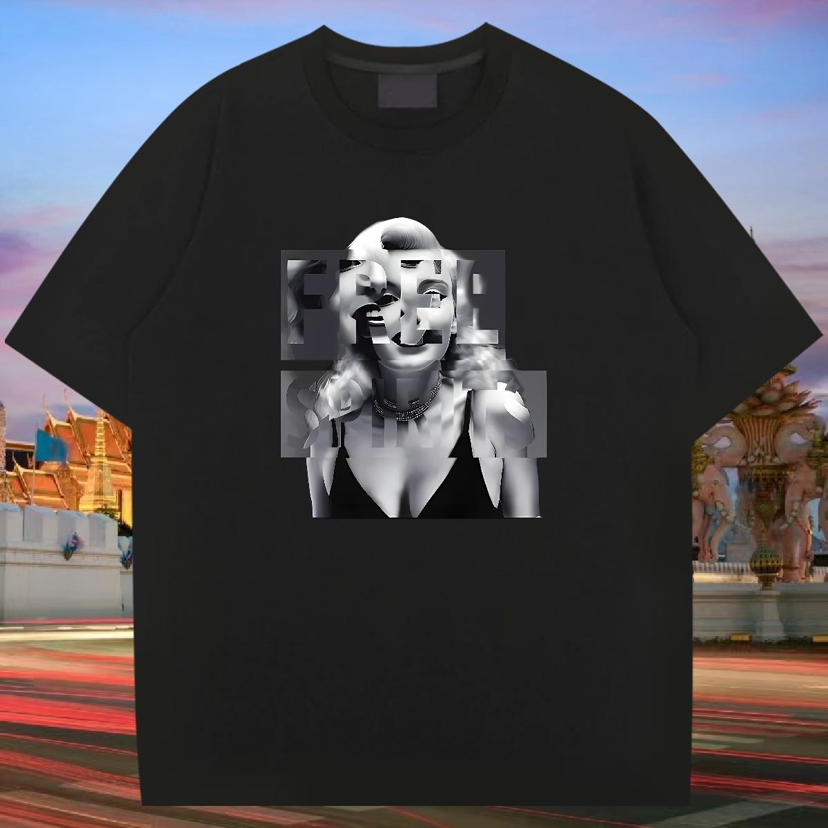 Brand T shirt person Tops Tees 230g Pure Cotton Casual Beach Cool Design Custom Printed O-Neck Short Sleeve Men Tees