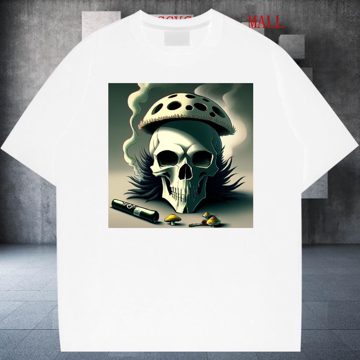 Wholesale Man T Shirts skull Tops 230g Pure Cotton Street Wear High Quality Custom Printing Round Neck Short Sleeve Men Tshirts