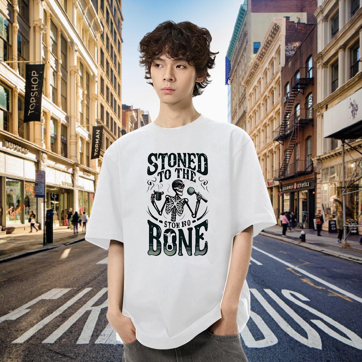 New Designer T shirt skull Tops 230g 100% Cotton Sports Casual Cool Anime Print Breathable Crew Neck Men Clothes T-Shirt