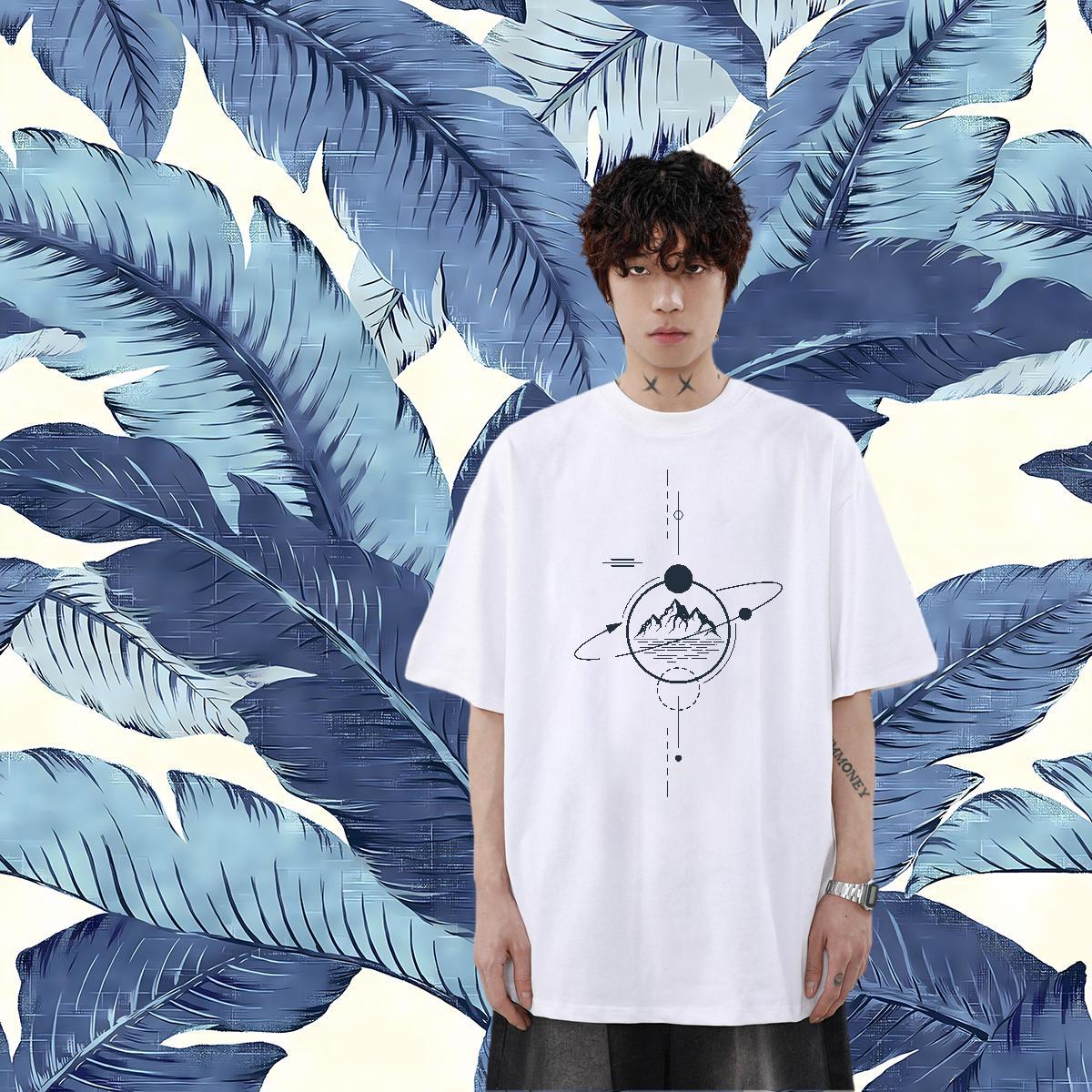 New Arrival T shirt mountains Clothes 230g Cotton Street Wear High Quality DIY Printed Breathable Short Sleeve Tshirt for Man Woman