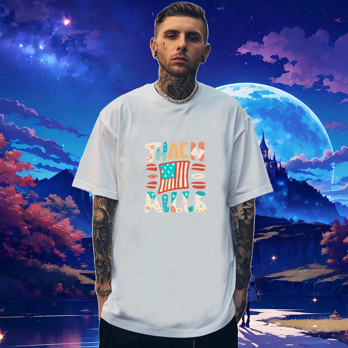 Casual New T Shirt For Man letter Wear 100% Cotton 230g Street Casual Brand Oversized Pure Cotton Mens Tshirts