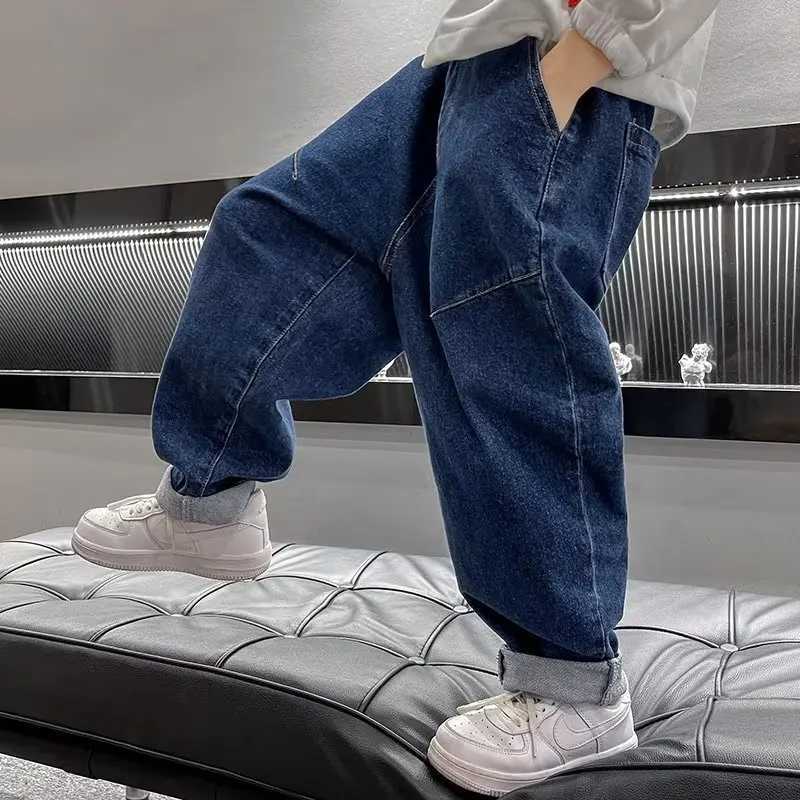 Jeans Boys Jeans Spring And Autumn Loose Childrens Pants Casual Straight Tube Middle Big Boy Dad Pants Boys Pants