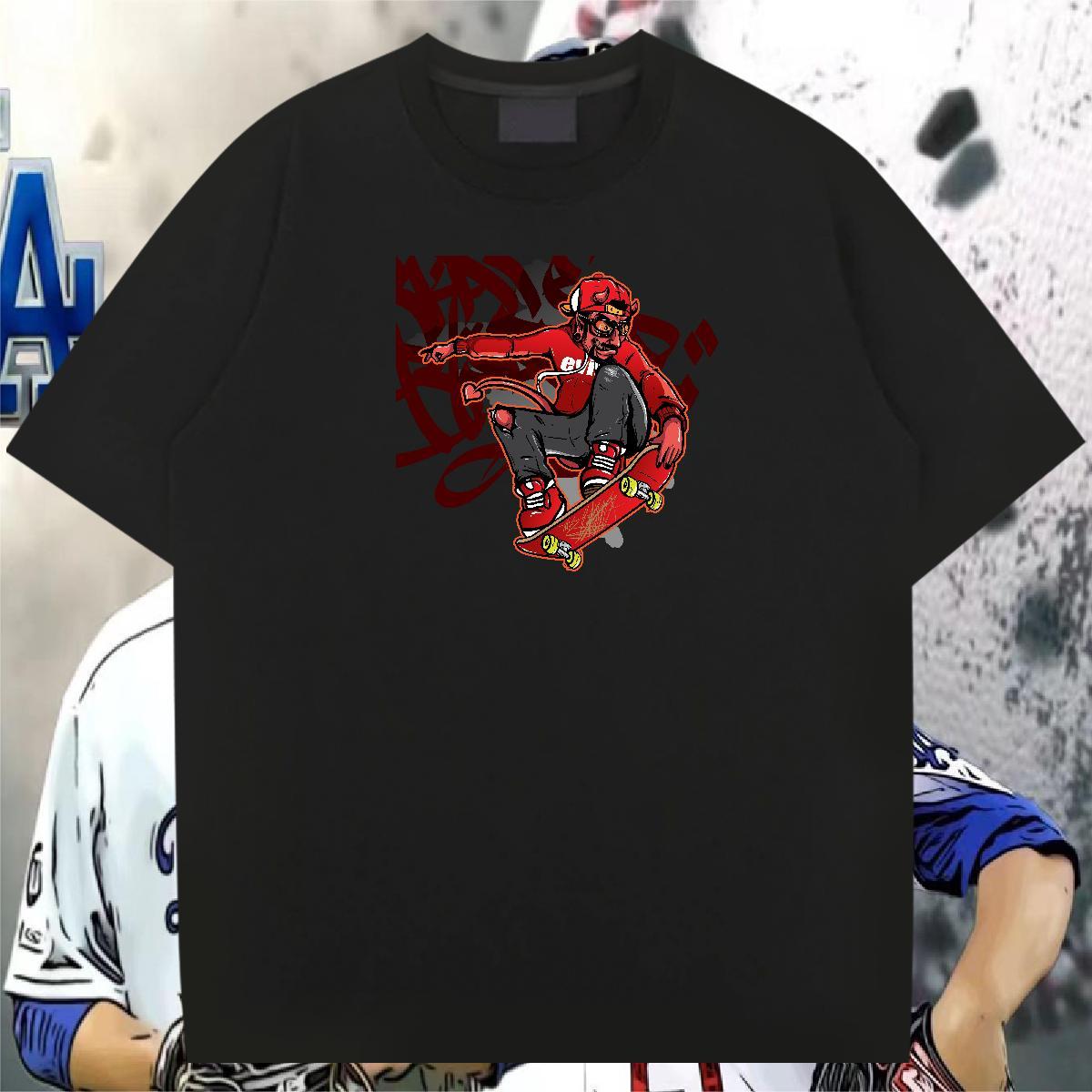Classic Casual Mens T Shirts character Top Tees 230g Cotton Street High Quality Customized Breathable Short Sleeve Men Tops Tees
