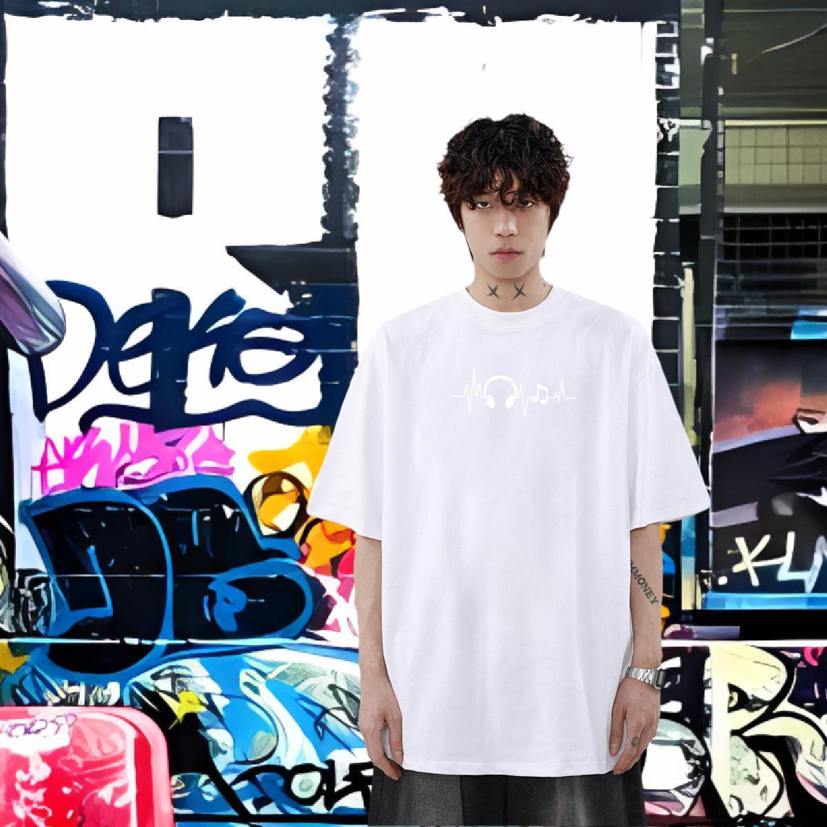 Fashion Casual Man T Shirts letter Tops Shirt 230g Cotton Daily Wear Popular Black Oversized Crew Neck Men Clothes T-Shirt