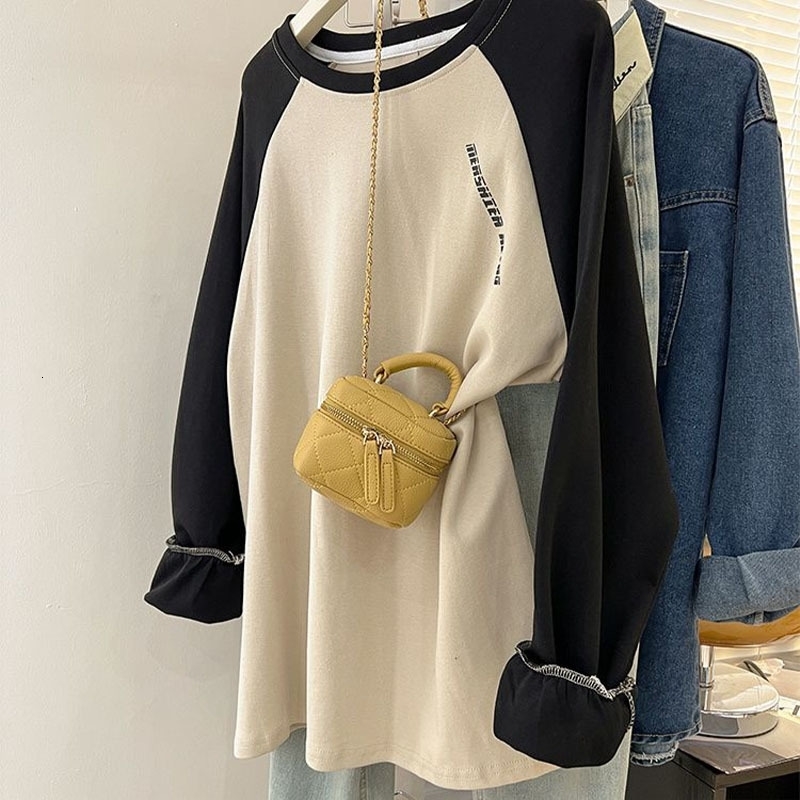 Women Clothing Fashion Casual Round Neck Sweatshirt Spring Autumn Solid Long Sleeve Top Tee Lady Y2K Loose Vintage Pullover 240806
