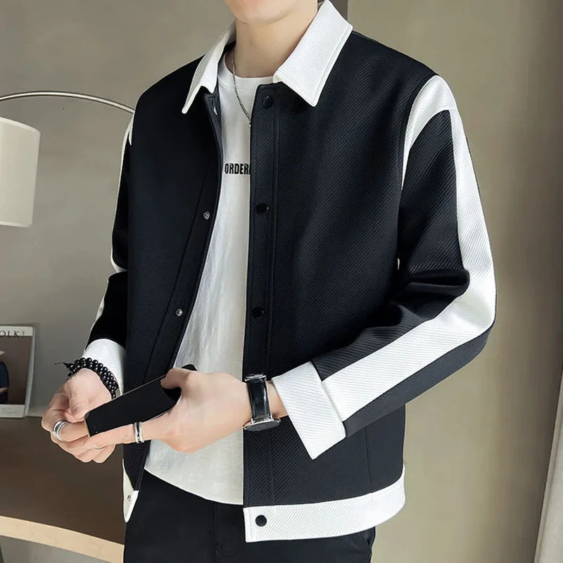 Spring and Autumn Fashion Trends Handsome Colorful Versatile Polo Collar Korean Casual Jacket Loose Fit Mens Jacket240806