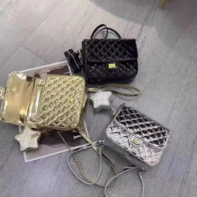 Fashion Womens Backpack High Quality Leather Shoulder Bags Female Star Decor Small School Bags High-end Chain Rhombic Handbags 240806