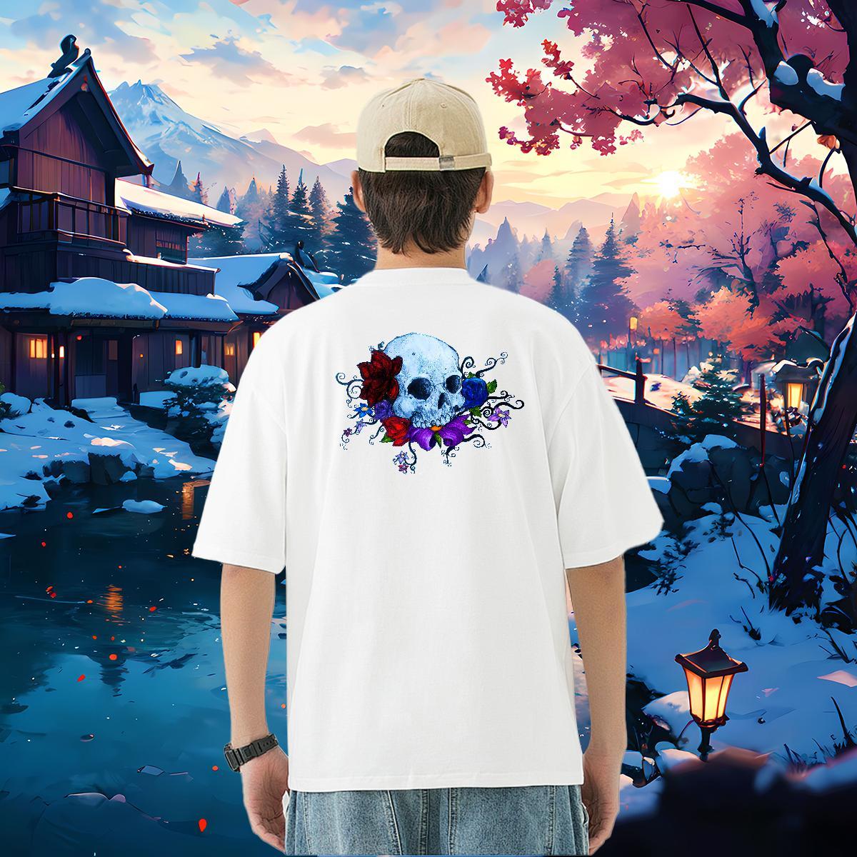 2024 Designer T shirt skull Tops Shirt 100% Cotton 230g Summer Casual Free Shipping Custom Print Oversized Round Neck Short Sleeve Mens Tshirts