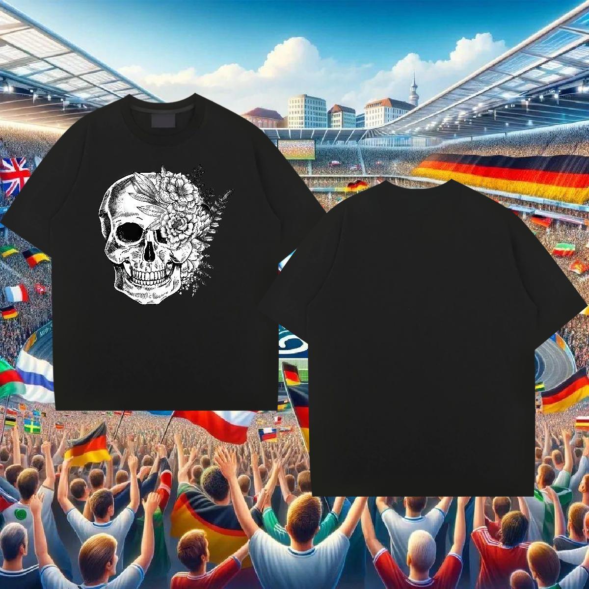 Custom T-Shirts skull Wear 230g Cotton Street Classic Black White Pure Cotton Tshirts