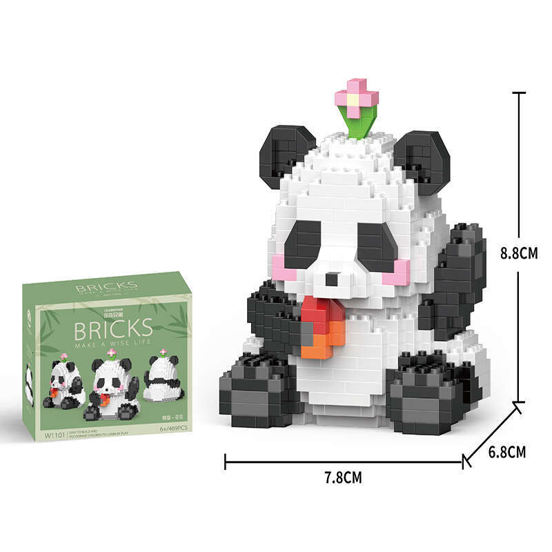 Creative DIY Assemable Cute MINI Chinese Style Animal Panda Building Block Educational Boy Toys For Children Model Bricks