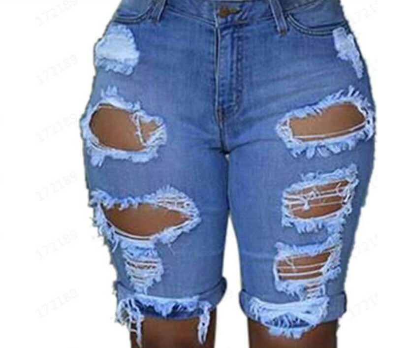 Style distressed denim shorts for women