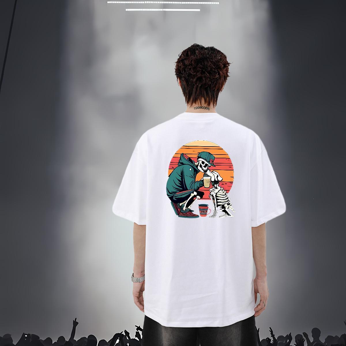 2024 New T-Shirts skull Polos 230g Cotton Hip Hop Street TOP Quality Skull Breathable Crew Neck Tshirts