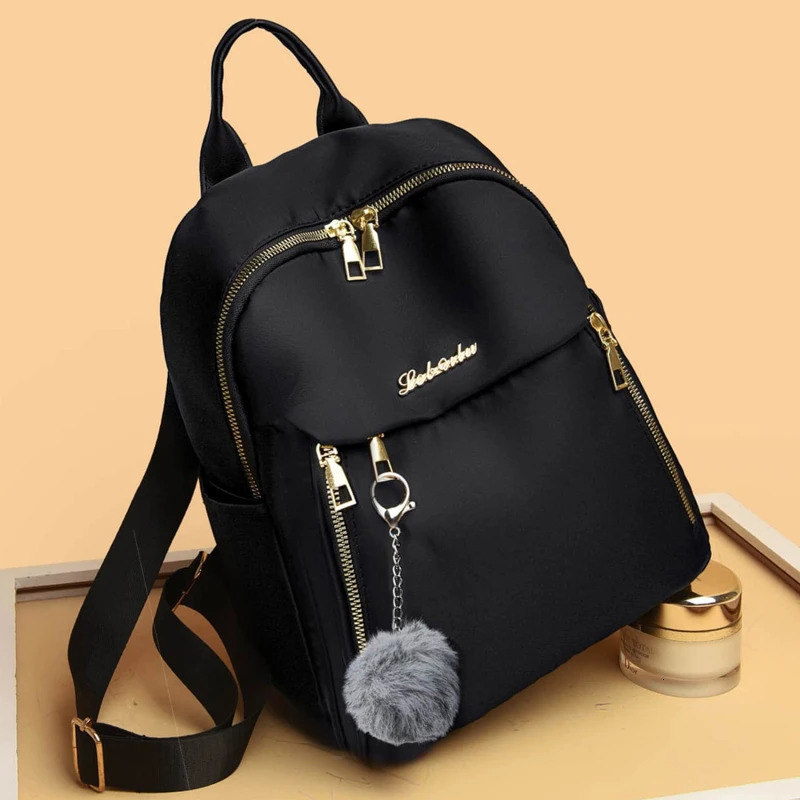 Womens backpack travel casual waterproof Oxford shoulder bag womens large capacity handbag Rucksack black wallet 240827