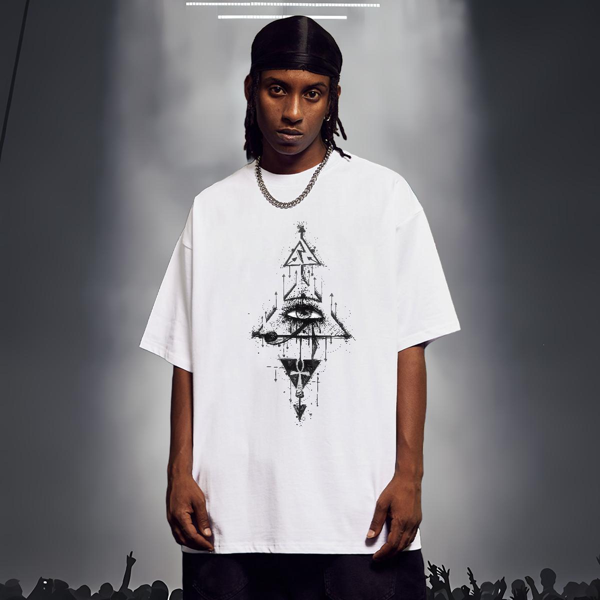 Casual New T Shirt For Man eye of the devil Top Tees 230g 100% Cotton Sports Casual High Quality Custom Print Oversized Breathable Short Sleeve Men Cl