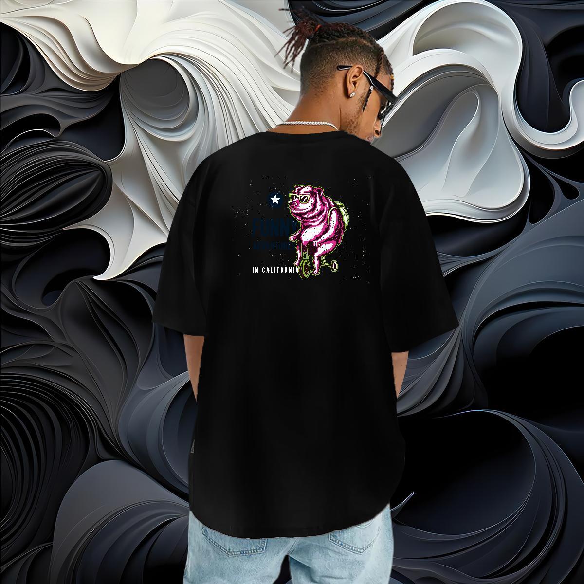 DIY Customized T-Shirts for Men ET Wear 230g Cotton Casual Beach Loose Fit Floral Print Short Sleeve O-Neck Men Clothes T-Shirt