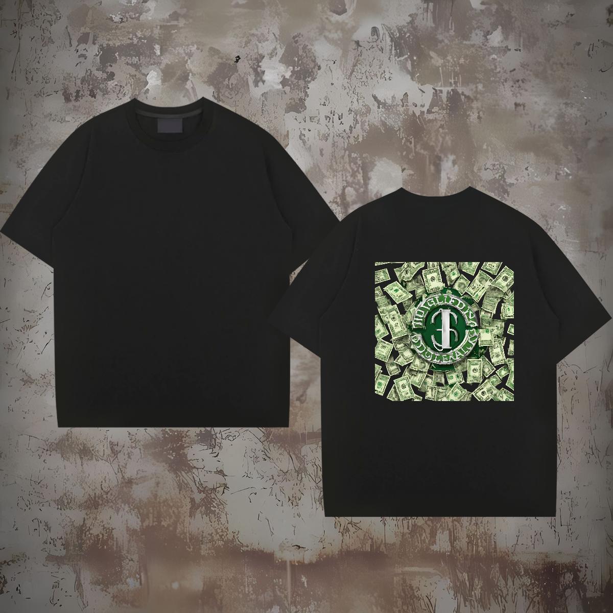 Classic Casual Man T Shirts money Polos 230g Cotton High Street Hip Hop Comfortable Anime Breathable Short Sleeve Tshirts