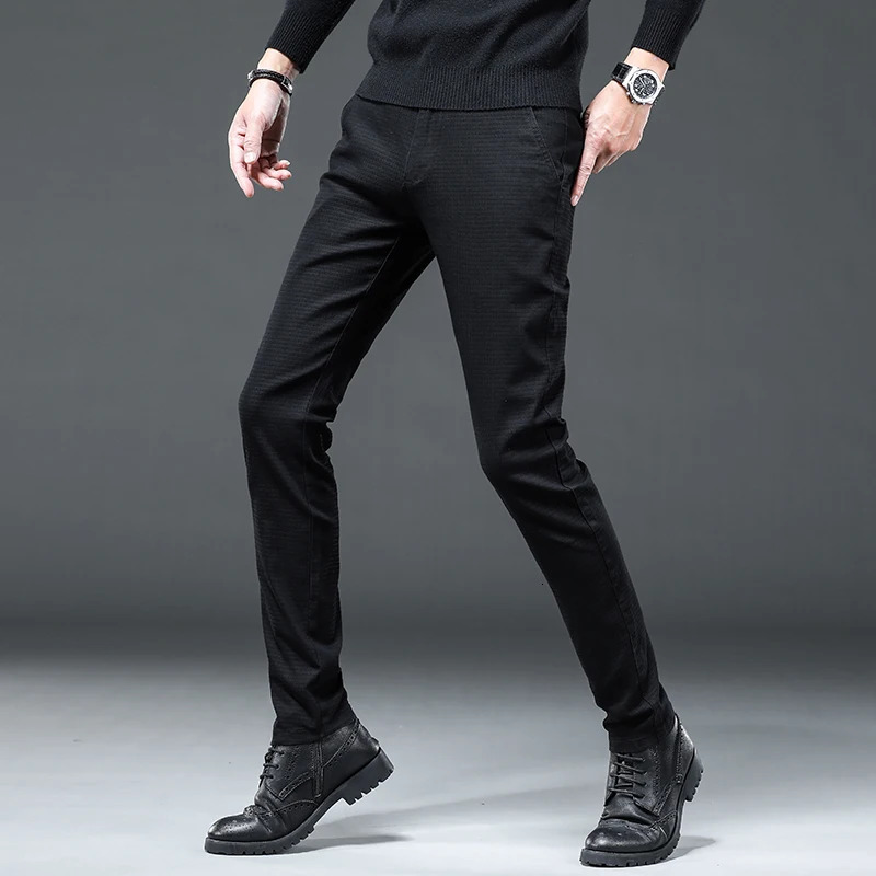 Autumn Winter Business Suit Pants Mens Elastic Waist Casual Trousers High Quality Formal Work For Men costume Homm 240806