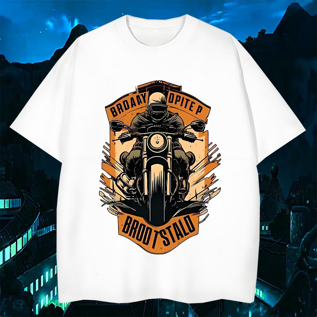 Stylist Mens T Shirts Motorcycle Tops 230g Cotton Street Popular Black Oversized Short Sleeve O-Neck Men Tees
