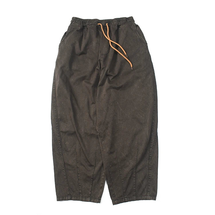 Oversize Loose Straight Baggy Pants for Men American Vintage Casual Washed Soft Elastic Waist Drawstring Trousers 24ss Y2k Youth 240806