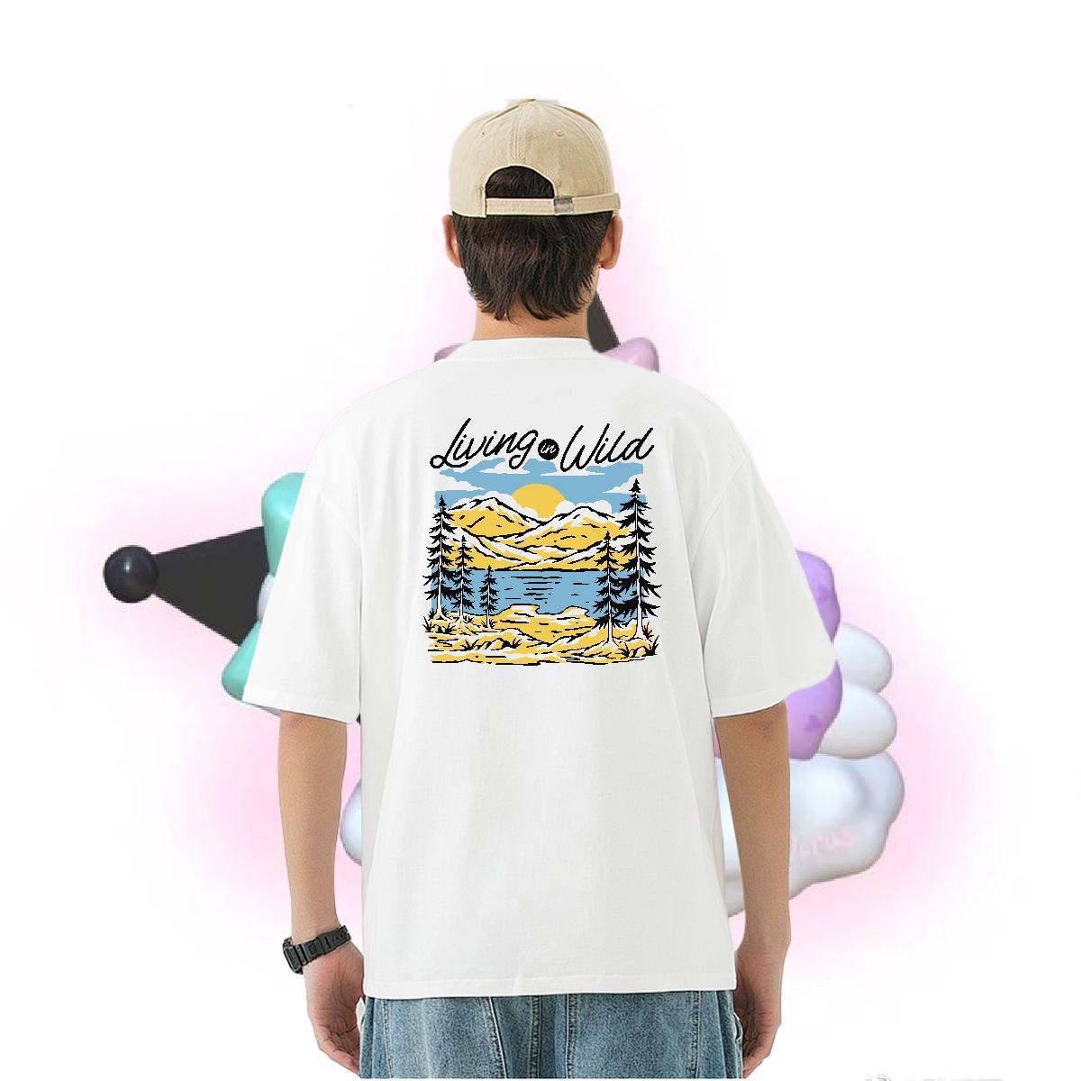 Factory Direct T Shirt For Man mountains Polos 230g Pure Cotton Spring Summer Cool Design Plus Size Custom O-Neck Short Sleeve Men Clothes T-Shirt