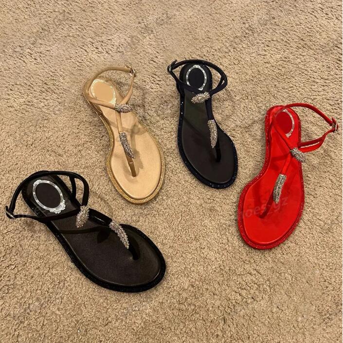 new Series Nude rhinestone clip toe flat sandals Satin herringbone Beach sandals Women's Flip flops luxury designer holiday flat shoes 35-43 With original box35-42