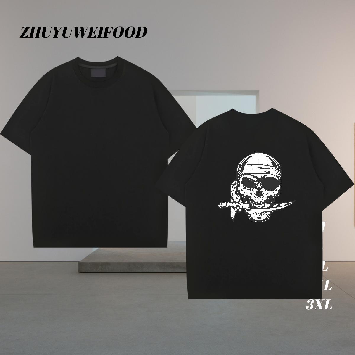 Factory Direct T shirt skull Polos 100% Cotton 230g Street wear Hip Hop Unisex Custom Printing Breathable Crew Neck Men Clothes T-Shirt