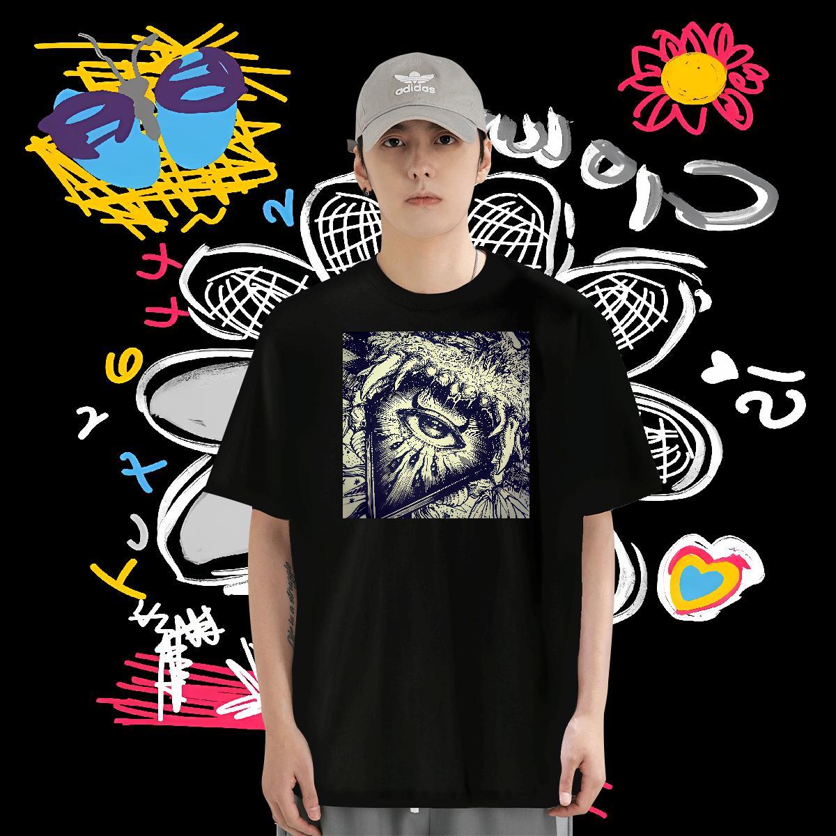 Brand Mens T Shirts eye of the devil Wear 100% Cotton 230g Daily Wear Wholesale Black White Crew Neck Breathable Tshirts