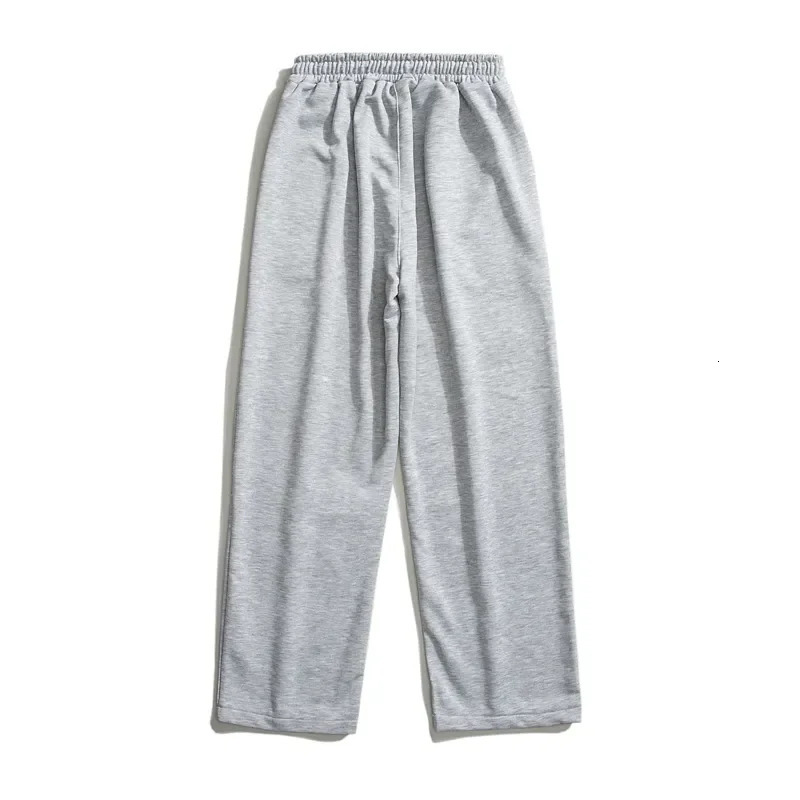 Spring Mens Baggy Sweatpants Korean Fashion Streetwear Light Grey Straight Wide Leg Pants Casual Trousers Male 240806